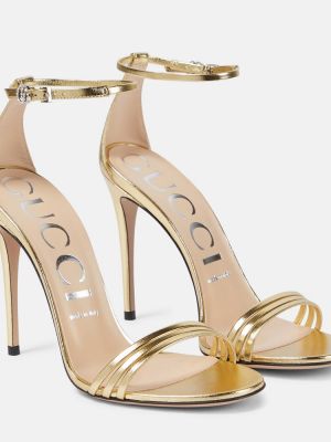 Sandały skórzane Gucci złote