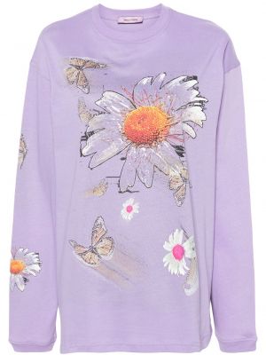 Kvetinové tričko s potlačou Margherita Maccapani fialová