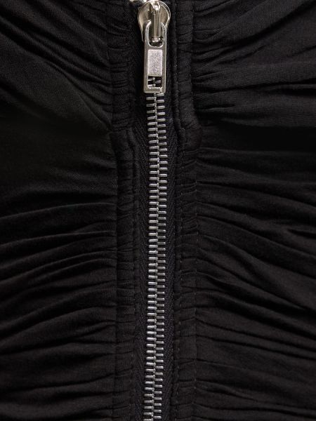 Βαμβακερή μίντι φόρεμα ντραπέ Rick Owens μαύρο
