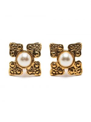 Butoni de manșetă cu perle Chanel Pre-owned - auriu