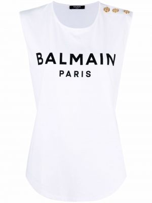 Tank top med print Balmain hvit