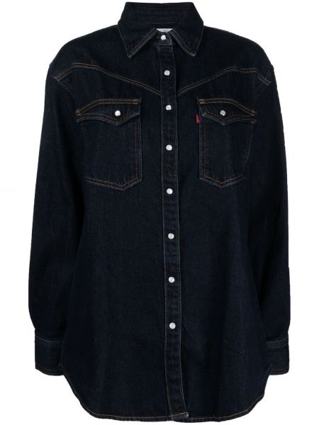 Пухена дънкова риза с копчета Levi's® синьо