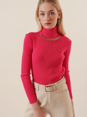 Slim fit priliehavý sveter Bigdart ružová