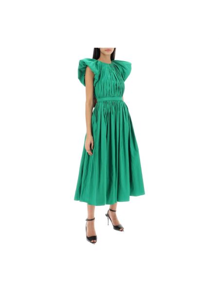 Sukienka midi plisowana Alexander Mcqueen zielona
