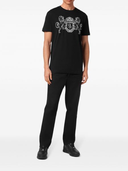 T-shirt brodé en coton Billionaire noir