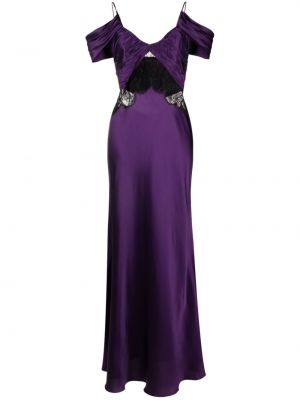 Krajkové saténové večerní šaty Alberta Ferretti fialové