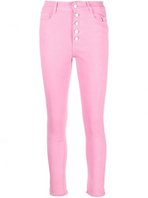 Skinny fit džinsi ar pogām Nissa rozā