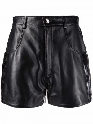 Pantalones cortos de cintura alta de cuero Manokhi negro