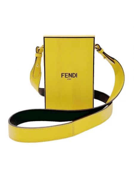 Torba na ramię skórzana retro Fendi Vintage żółta