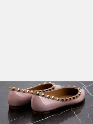 Kožne balerinke od lakirane kože Valentino Garavani ružičasta