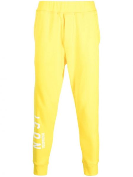 Sportovní kalhoty s potiskem Dsquared2 žluté