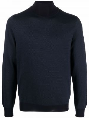 Плетен пуловер Corneliani синьо