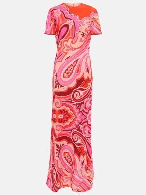 Vestido largo de seda con estampado Etro rosa