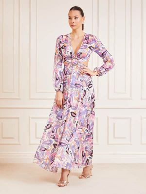 Sukienka długa z wzorem paisley Marciano Guess różowa