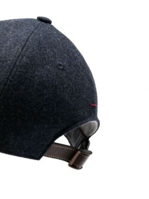 Haftowana czapka z daszkiem wełniana filcowa Brunello Cucinelli niebieska