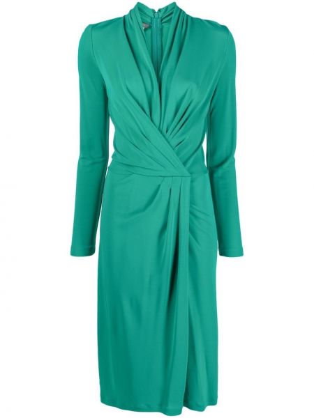 Viskózové midi šaty na zip s výstřihem do v Alberta Ferretti - zelená