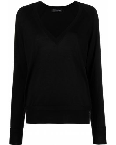 Jersey con escote v de tela jersey Versace negro