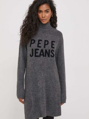 Gyapjú mini ruha Pepe Jeans szürke