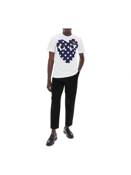 Camiseta con lunares con estampado con corazón Comme Des Garçons Play blanco