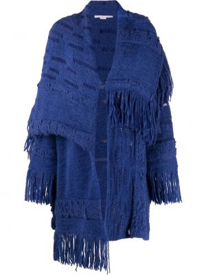 Asymmetrischer mantel mit fransen Stella Mccartney blau