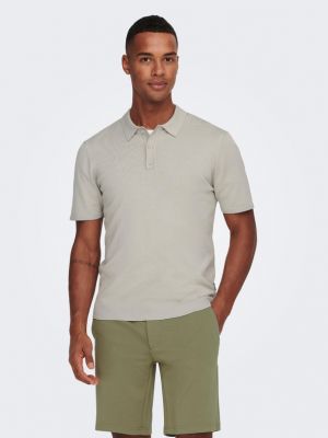 Tricou polo Only & Sons gri