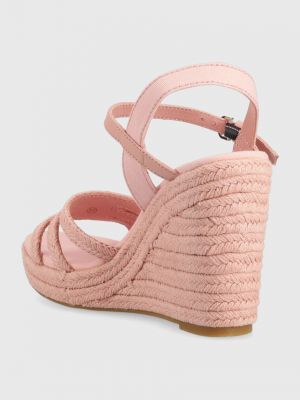 Sandály na klínovém podpatku Tommy Hilfiger růžové