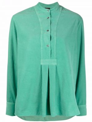 Plisovaná bavlnená košeľa Aspesi zelená