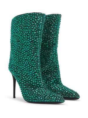 Křišťálové kotníkové boty Giuseppe Zanotti zelené
