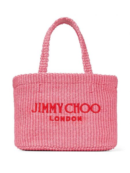 Haftowana torba plażowa Jimmy Choo różowa