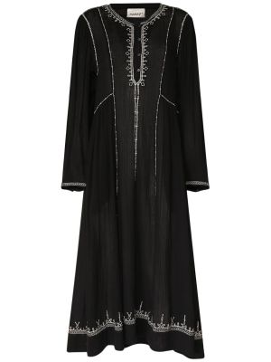 Vestido con bordado de algodón Marant Etoile negro