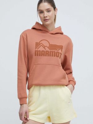 Оранжевый свитер с капюшоном с принтом Marmot
