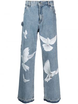 Bavlnené džínsy s rovným strihom s potlačou 3.paradis