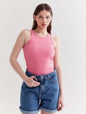 Skinny fit marškinėliai Americanos rožinė