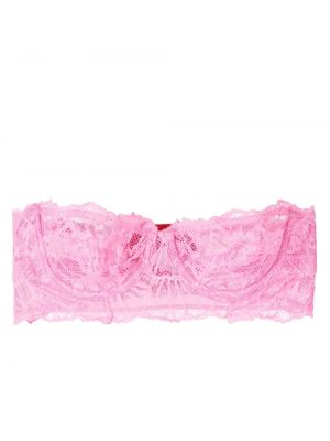 Sutien bandeau cu model floral din dantelă Dora Larsen roz