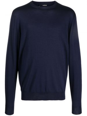 Копринен вълнен пуловер Lardini синьо