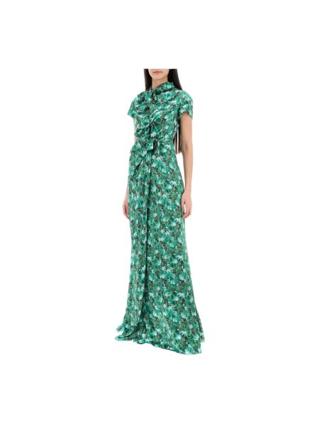 Jedwabna sukienka w kwiatki Saloni zielona