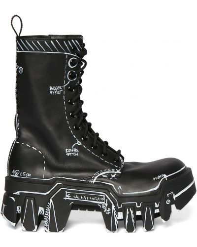 Krajkové šněrovací kotníkové boty Balenciaga černé
