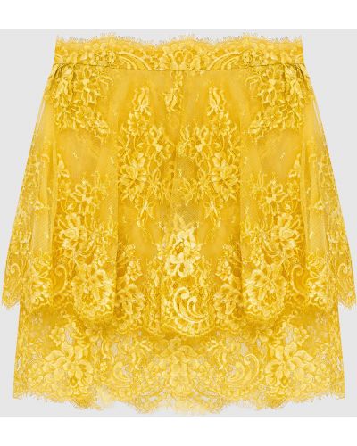 Ажурная юбка мини Ermanno Scervino желтая