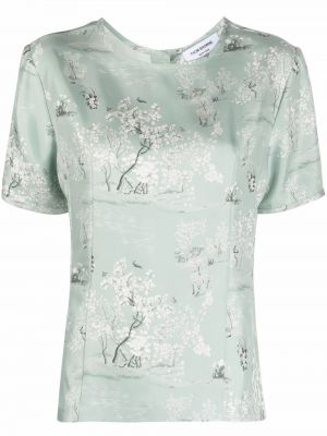 Trykt floral silke kort bluse Thom Browne grønn