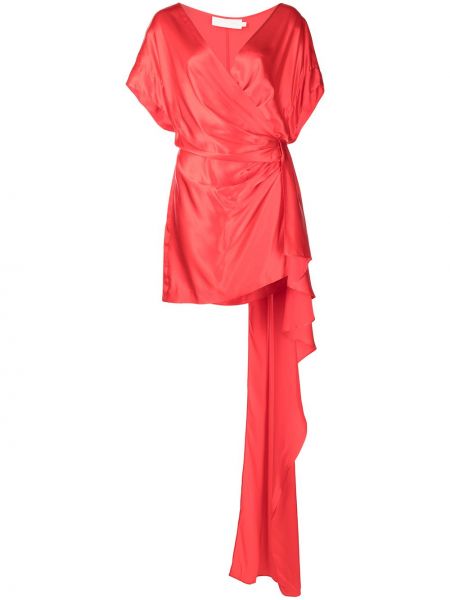 Vestido de cóctel de seda Michelle Mason rojo