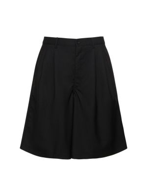 Pliszírozott gyapjú rövidnadrág Comme Des Garçons Shirt fekete