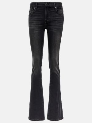 Viskózové bavlněné straight fit džíny z polyesteru 7 For All Mankind - černá