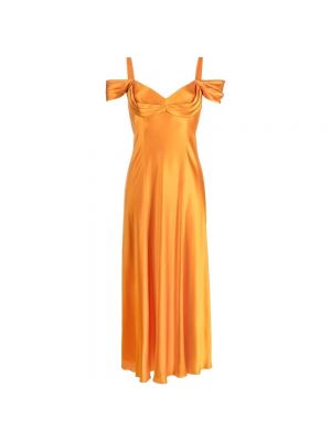 Sukienka długa z bursztynem Alberta Ferretti pomarańczowa