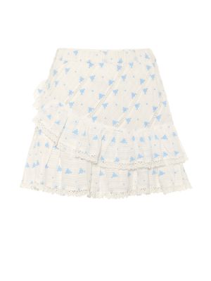 Květinové bavlněné mini sukně Loveshackfancy - bílá