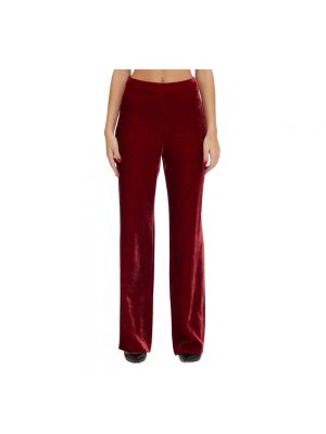 Welurowe spodnie Moschino czerwone