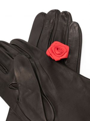 Rękawiczki skórzane w kwiatki Canaku