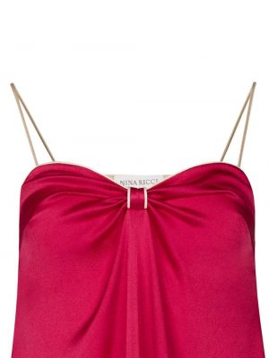 Satynowa sukienka koktajlowa bez rękawów Nina Ricci różowa
