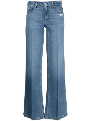 Klasické bavlněné straight fit džíny s oděrkami Paige - modrá