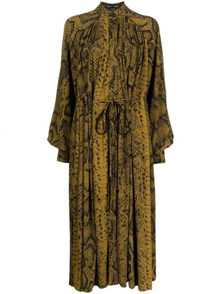 Vestido de cuero de estampado de serpiente Proenza Schouler marrón