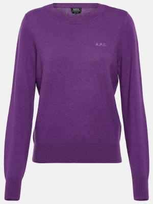 Вълнен пуловер бродиран A.p.c. виолетово